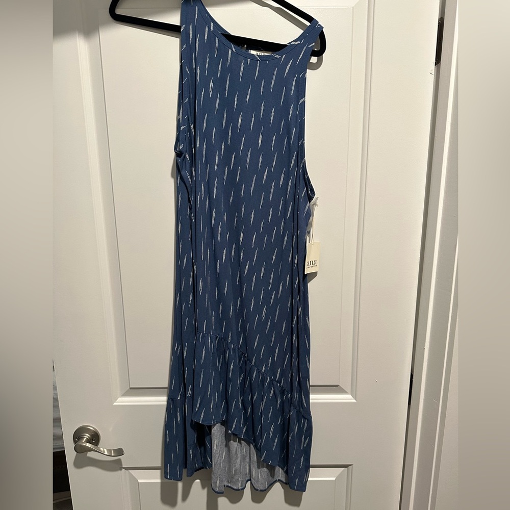 Blue & white hi-low dress